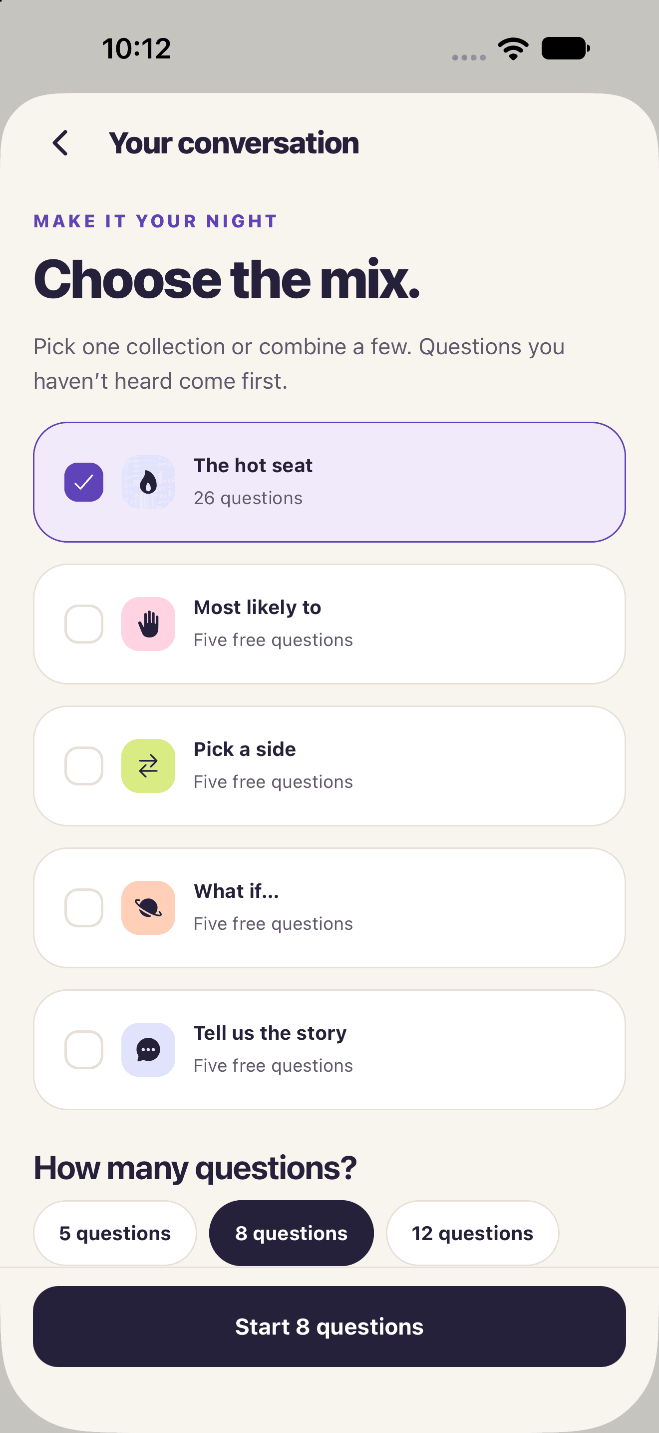 Party Night native iOS preview: Mix a round to suit your group.